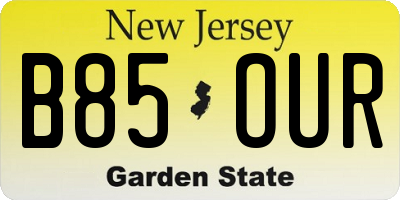 NJ license plate B85OUR