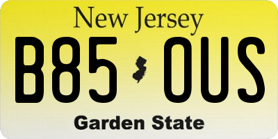 NJ license plate B85OUS
