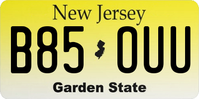 NJ license plate B85OUU