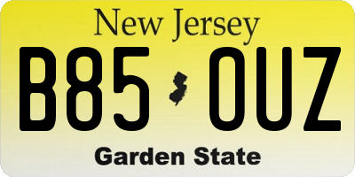 NJ license plate B85OUZ