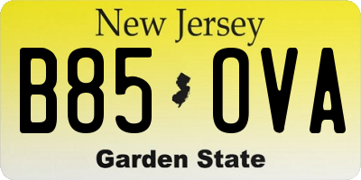NJ license plate B85OVA