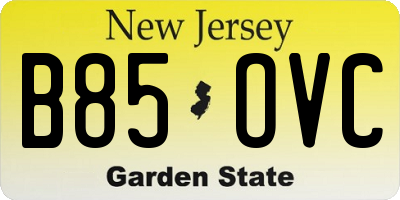 NJ license plate B85OVC