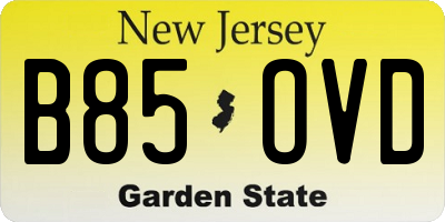 NJ license plate B85OVD