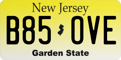 NJ license plate B85OVE