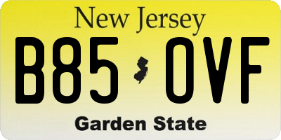 NJ license plate B85OVF