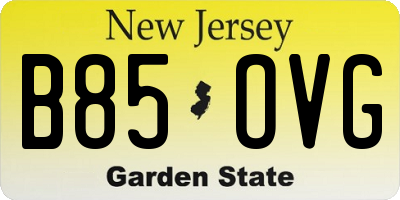 NJ license plate B85OVG