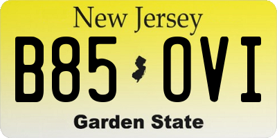 NJ license plate B85OVI