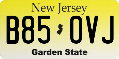 NJ license plate B85OVJ