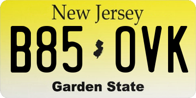 NJ license plate B85OVK