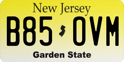 NJ license plate B85OVM