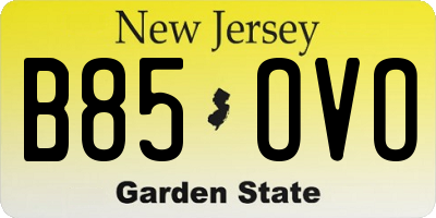 NJ license plate B85OVO