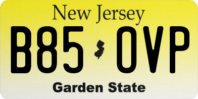 NJ license plate B85OVP