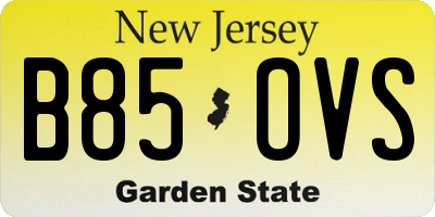 NJ license plate B85OVS