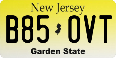 NJ license plate B85OVT