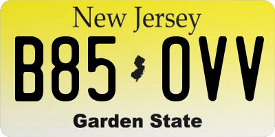 NJ license plate B85OVV
