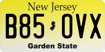 NJ license plate B85OVX