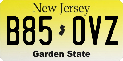 NJ license plate B85OVZ