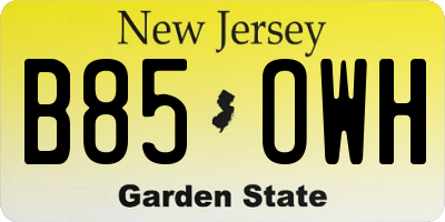 NJ license plate B85OWH