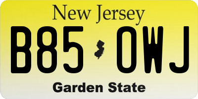 NJ license plate B85OWJ