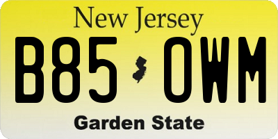 NJ license plate B85OWM