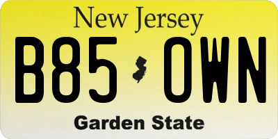 NJ license plate B85OWN