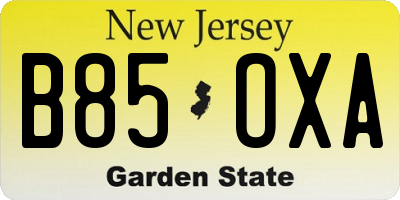 NJ license plate B85OXA