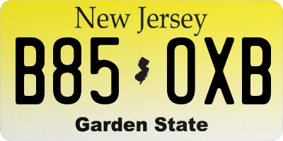 NJ license plate B85OXB