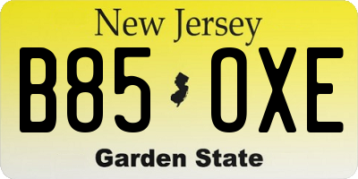 NJ license plate B85OXE