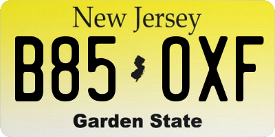 NJ license plate B85OXF
