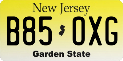 NJ license plate B85OXG