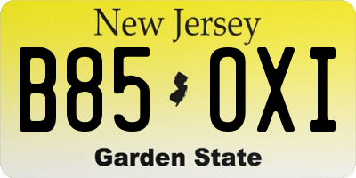 NJ license plate B85OXI