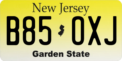 NJ license plate B85OXJ