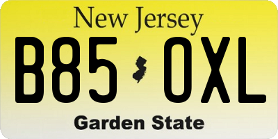NJ license plate B85OXL
