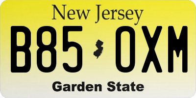 NJ license plate B85OXM