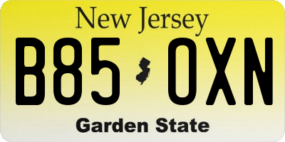 NJ license plate B85OXN