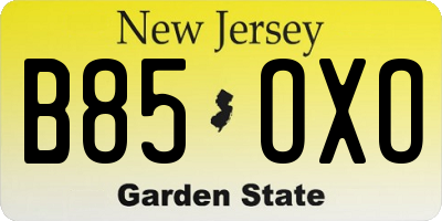 NJ license plate B85OXO