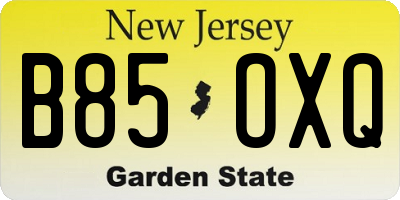 NJ license plate B85OXQ