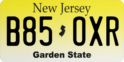 NJ license plate B85OXR