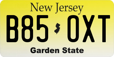 NJ license plate B85OXT