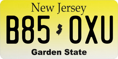 NJ license plate B85OXU