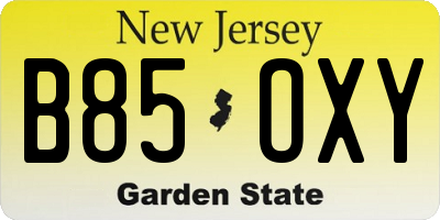 NJ license plate B85OXY