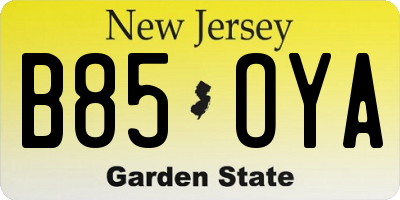 NJ license plate B85OYA