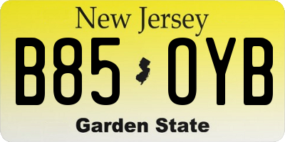 NJ license plate B85OYB