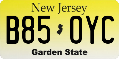 NJ license plate B85OYC
