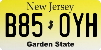 NJ license plate B85OYH