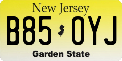 NJ license plate B85OYJ