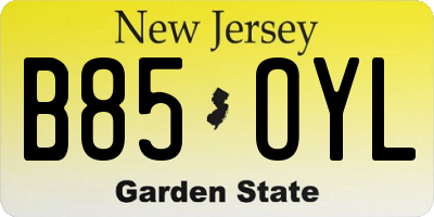 NJ license plate B85OYL