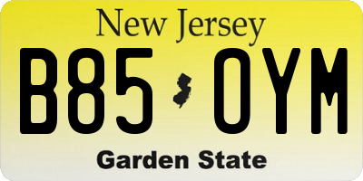 NJ license plate B85OYM