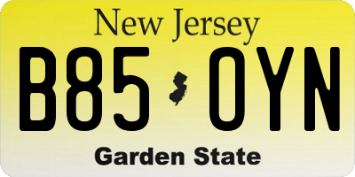NJ license plate B85OYN