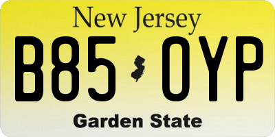 NJ license plate B85OYP